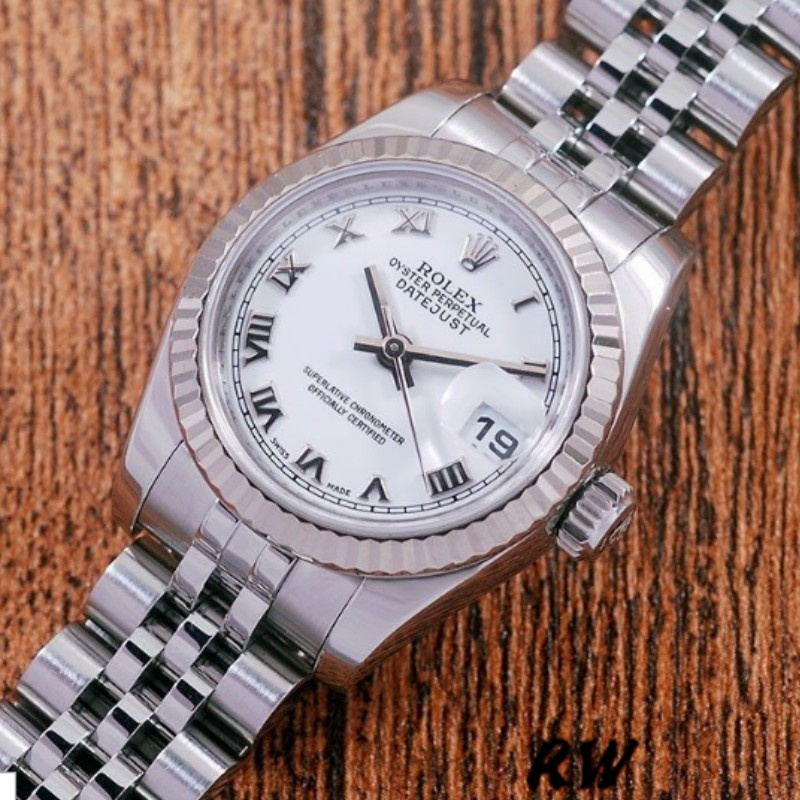 Replica Rolex Datejust 179174 White Roman Dial Fluted Bezel 26MM Lady Watch - QualitySwissReplica