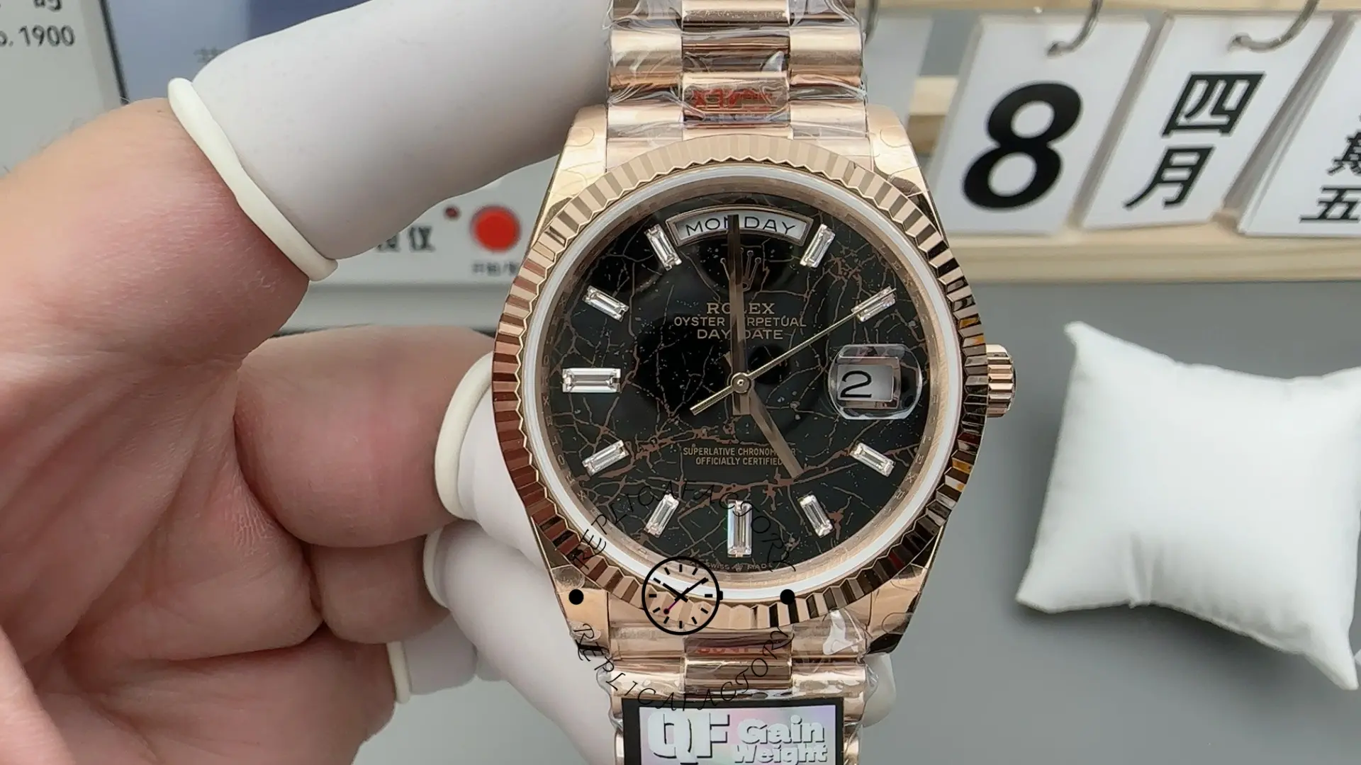 Replica Rolex Day Date 40 Eisenkiesel Baguette Automatic Diamond M228235 0045 Mens Watch - QualitySwissReplica