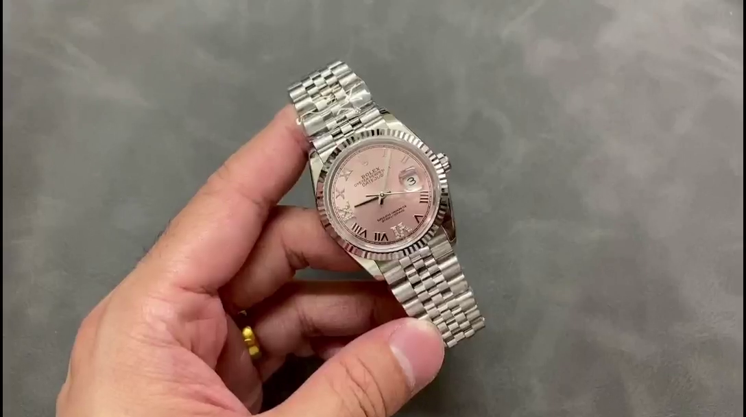 Replica Rolex Datejust 126234 Fluted Bezel Pink Roman Dial 36MM Unisex Watch - QualitySwissReplica