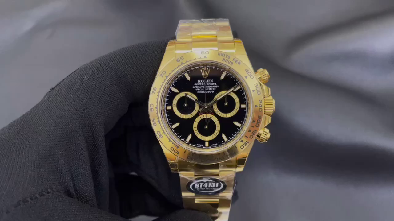 Replica Rolex Daytona 40mm Yellow Gold Oyster Bracelet with Black Stick Dial 126508 0004 - QualitySwissReplica