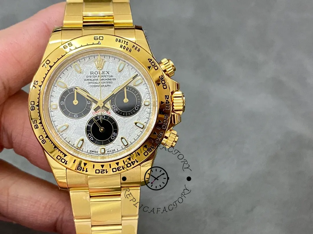 Replica Rolex Daytona 116508 Yellow Gold Meteorite Grey Dial 40MM Mens Watch - QualitySwissReplica