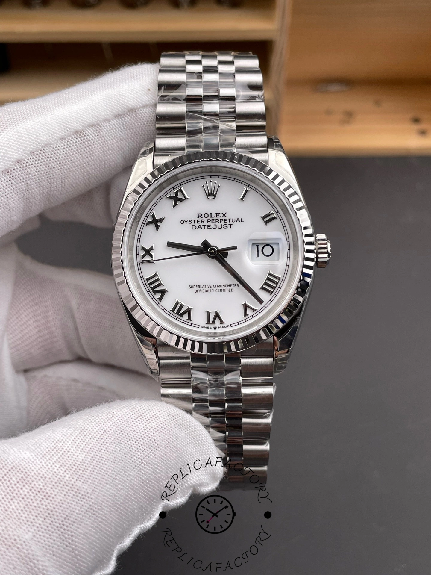 Replica Rolex Datejust 126234 Fluted Bezel White Roman Dial 36MM Unisex Watch - QualitySwissReplica