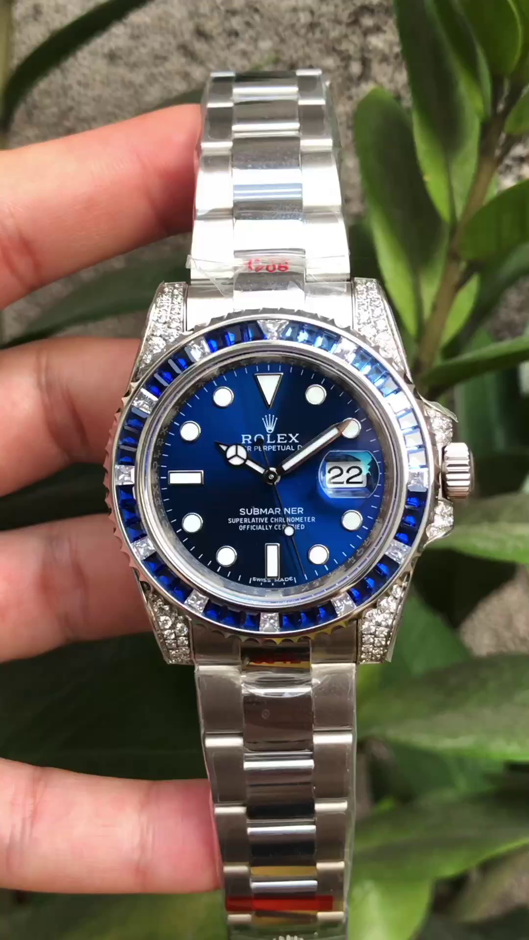 Replica Rolex Submariner Date 116610LN Custom Diamond Stainless Steel Blue Dial 40MM Mens Watch - QualitySwissReplica
