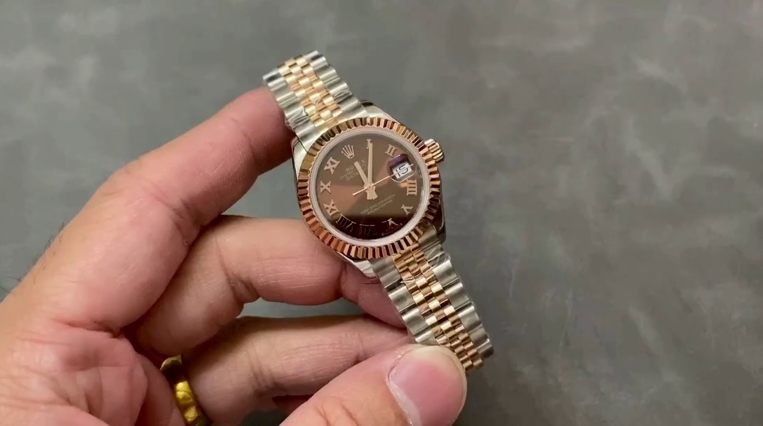 Replica Rolex Datejust 28 Chocolate Index Steel & Rose Gold m279171 0009 Women's Watch - QualitySwissReplica