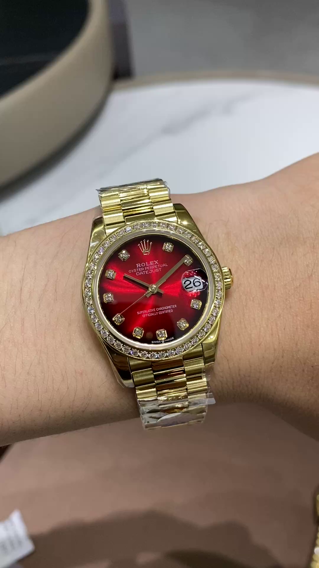 Replica Rolex Datejust Yellow Gold Strap 31 Diamond-Set Bezel 278288RBR-0041 - QualitySwissReplica