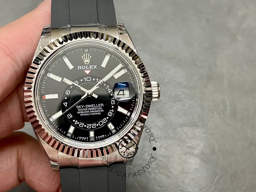 Replica Rolex Sky Dweller 42 White Gold Black Dial M336239 0002 Men's Watch - QualitySwissReplica