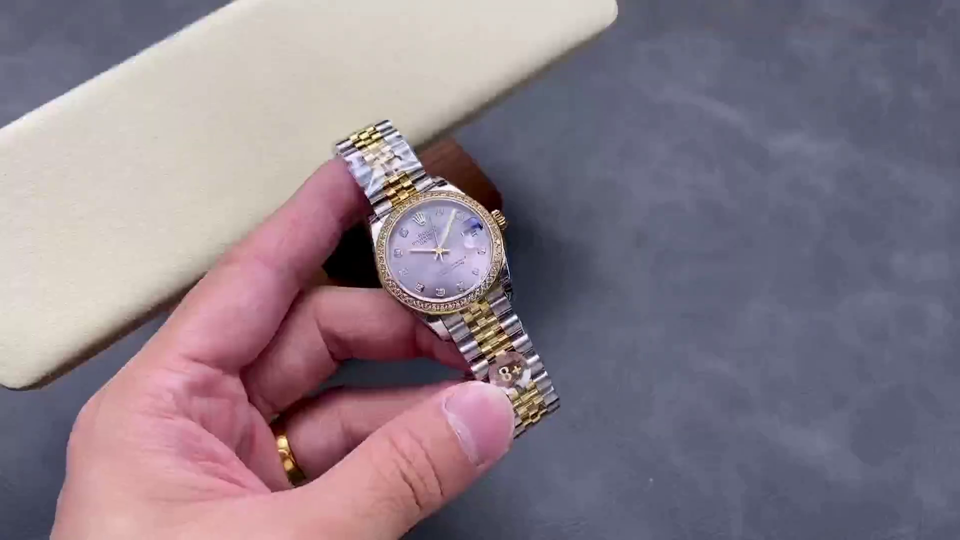 Replica Rolex Datejust 31mm Stainless Steel and Yellow Gold 278383RBR 0022 Grey Diamond Jubilee - QualitySwissReplica