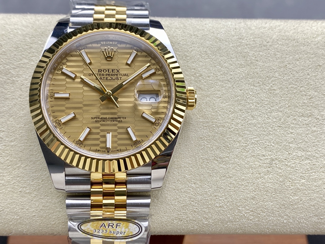 Replica Rolex Datejust 126233 Champagne Motif dial Fluted Bezel 36MM Unisex Watch - QualitySwissReplica