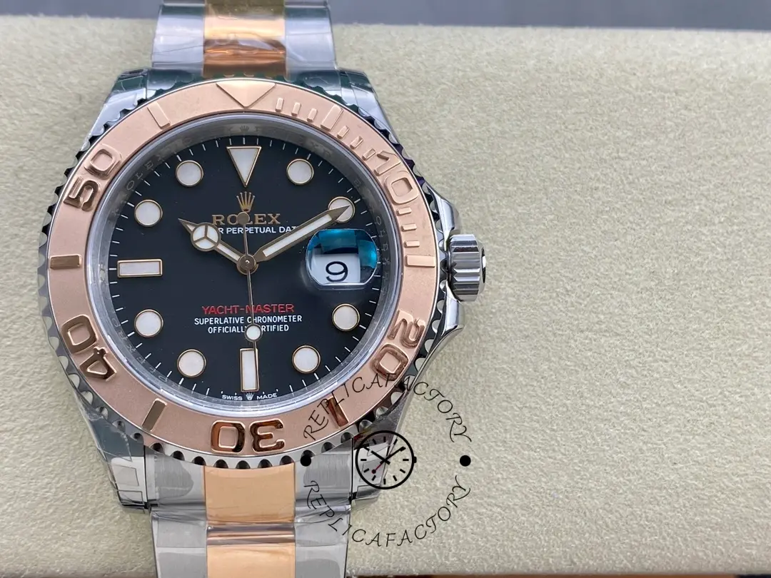 Replica Rolex Yacht-Master 126621-0002 EverRose Gold Black Dial 40MM Mens Watch - QualitySwissReplica
