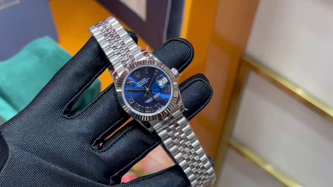 Replica Rolex Datejust 278274-0034 Blue Roman Dial 31 Fluted Bezel - QualitySwissReplica