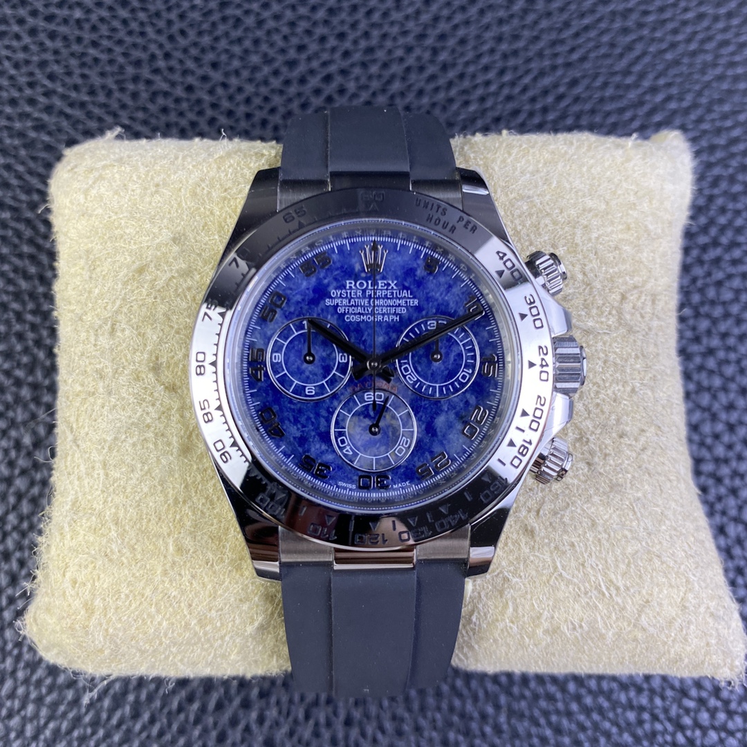 Replica Rolex Daytona 116519 Sodalite Arabic Dial Blue Alligator Leather 40mm Mens Watch - QualitySwissReplica