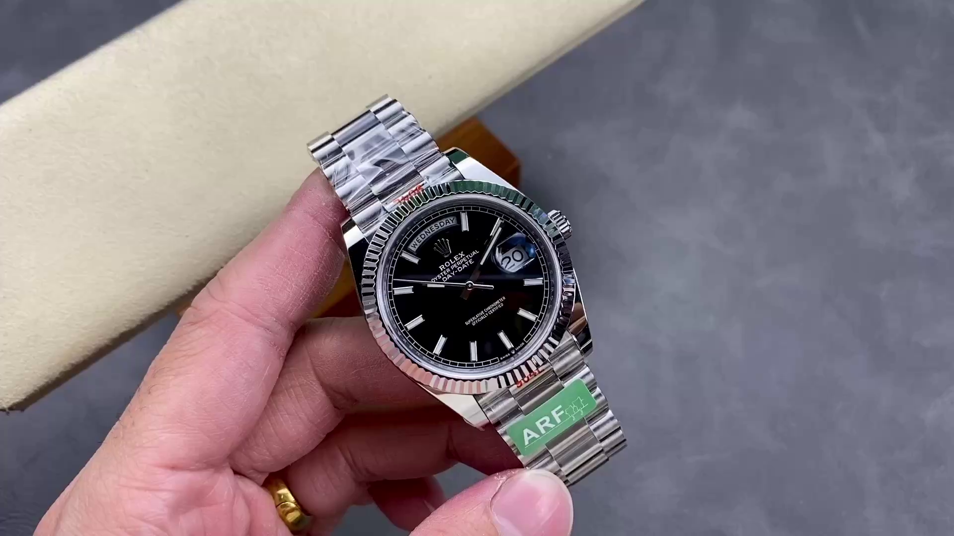 Replica Rolex Day-Date 118239 Black Dial Fluted Bezel 36mm Unisex Watch - QualitySwissReplica