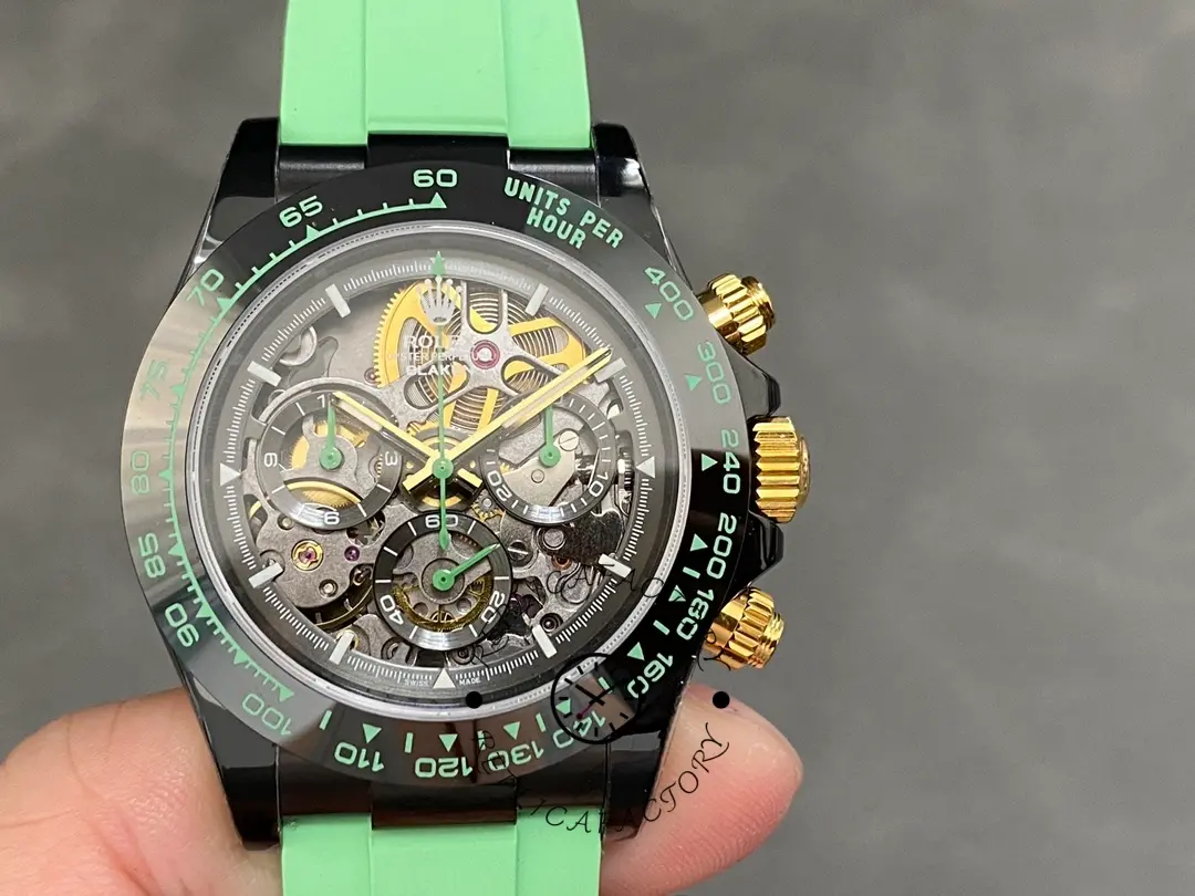Replica Rolex Daytona PVD Ceramic Bezel GET Best Edition Green Rubber Strap - QualitySwissReplica