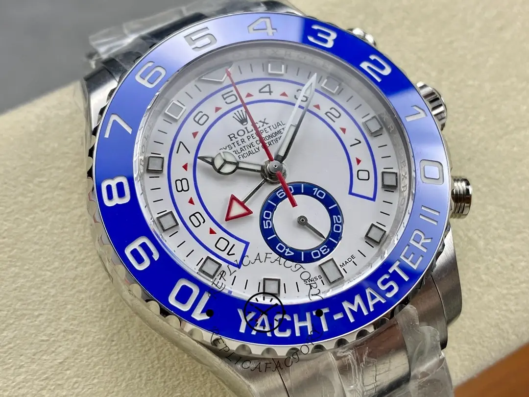 Replica Rolex Yacht-Master II 116680 White Square Dial 44mm Mens Watch - QualitySwissReplica