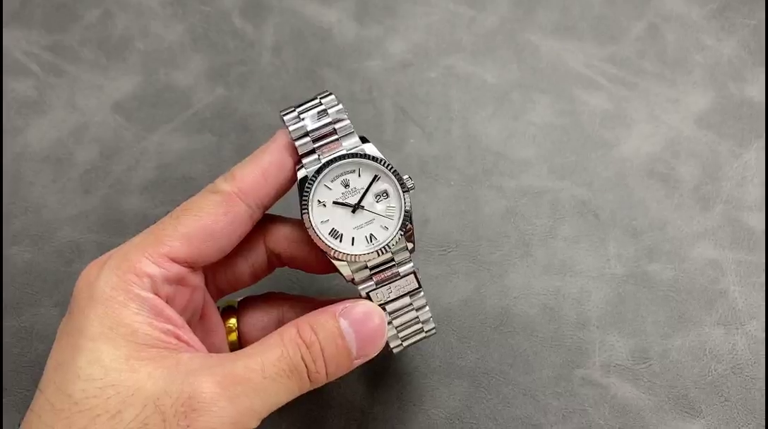 Replica Rolex Day Date 36 White Dial Fluted Bezel White Gold m128239 0059 President Watch - QualitySwissReplica