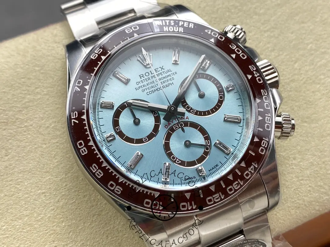Replica Rolex Platinum Cosmograph Daytona Ice Blue Ice Blue Diamond Baguette Mark 126506 0002 - QualitySwissReplica