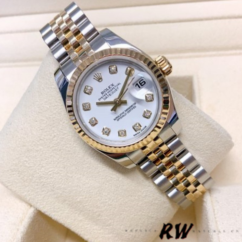 Replica Rolex Datejust 179173 White Diamond Dial Fluted Bezel 26MM Lady Watch - QualitySwissReplica
