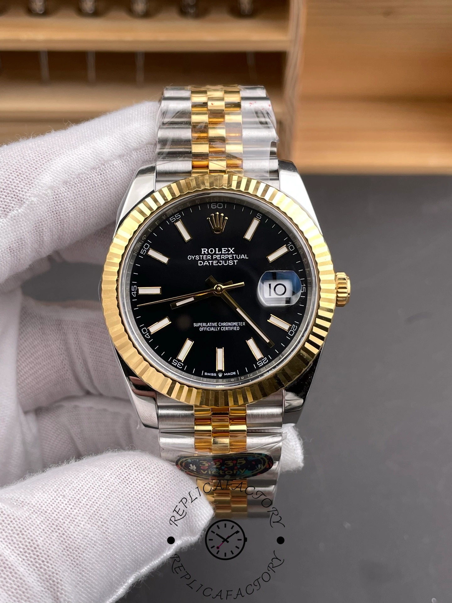 Replica Rolex Datejust 41 Black Dial Gold & Steel 126333 0014 Men's Watch - QualitySwissReplica
