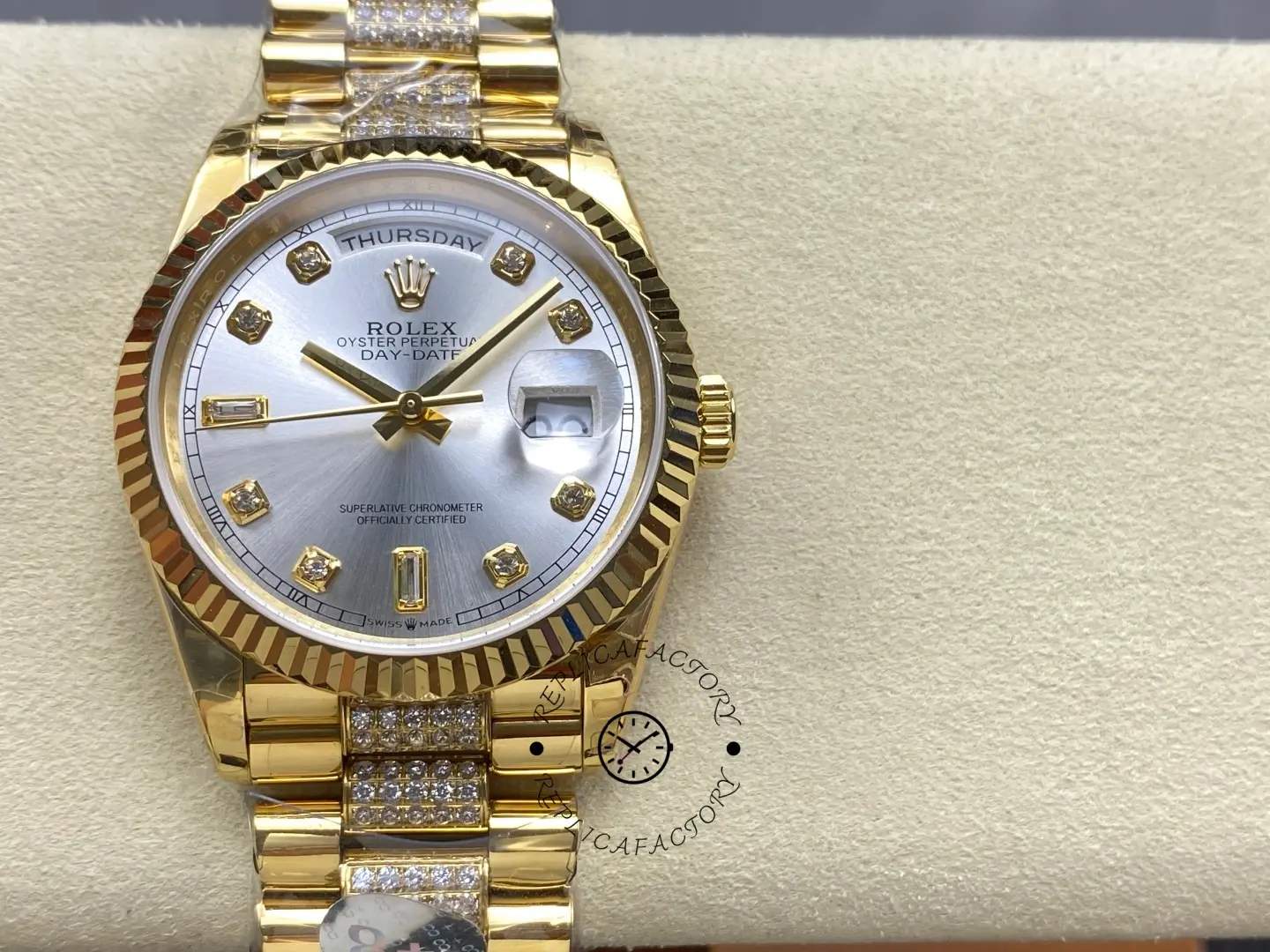 Replica Rolex Day-Date 36 Silver Dial Automatic Men's Watch 128238 - QualitySwissReplica