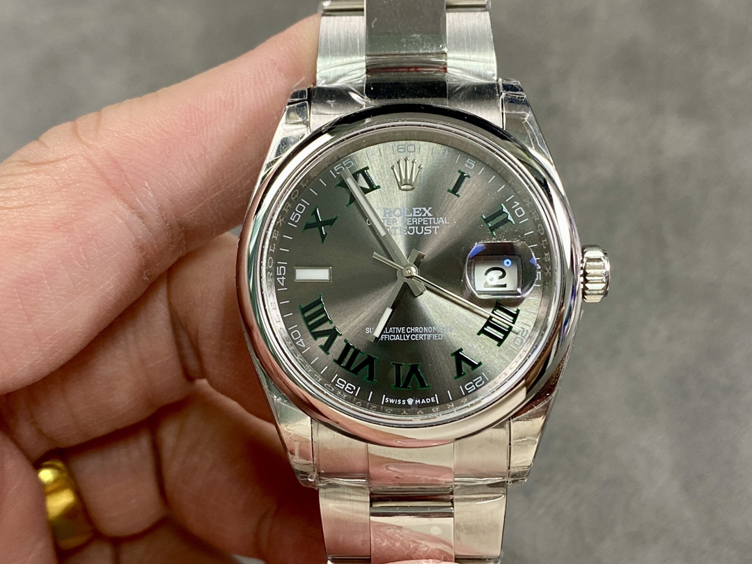 Replica Rolex Datejust 126200 Stainless Steel Grey Wimbledon dial 36MM Unisex Watch - QualitySwissReplica
