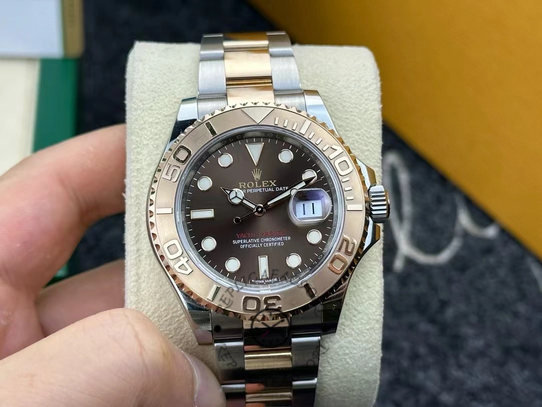 Replica Rolex Yacht Master II 116621 Chocolate Dial Rose Gold 40mm Mens Watch - QualitySwissReplica