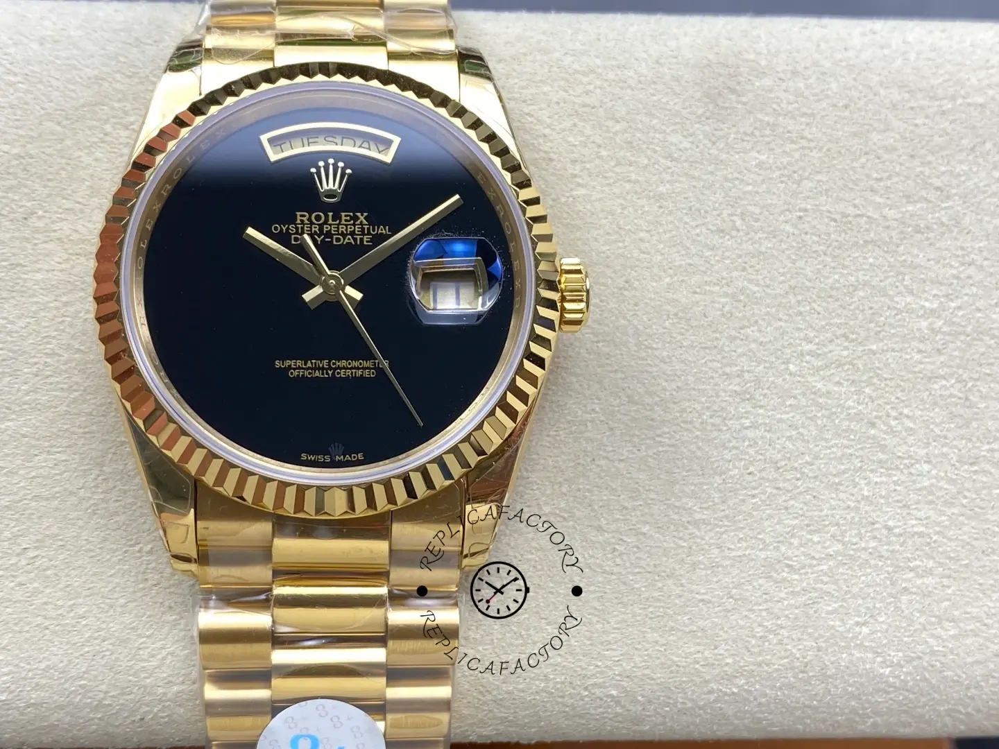 Replica Rolex Day-Date 18038 36mm President Men's Onyx Dial Watch 1:1 Clone - QualitySwissReplica
