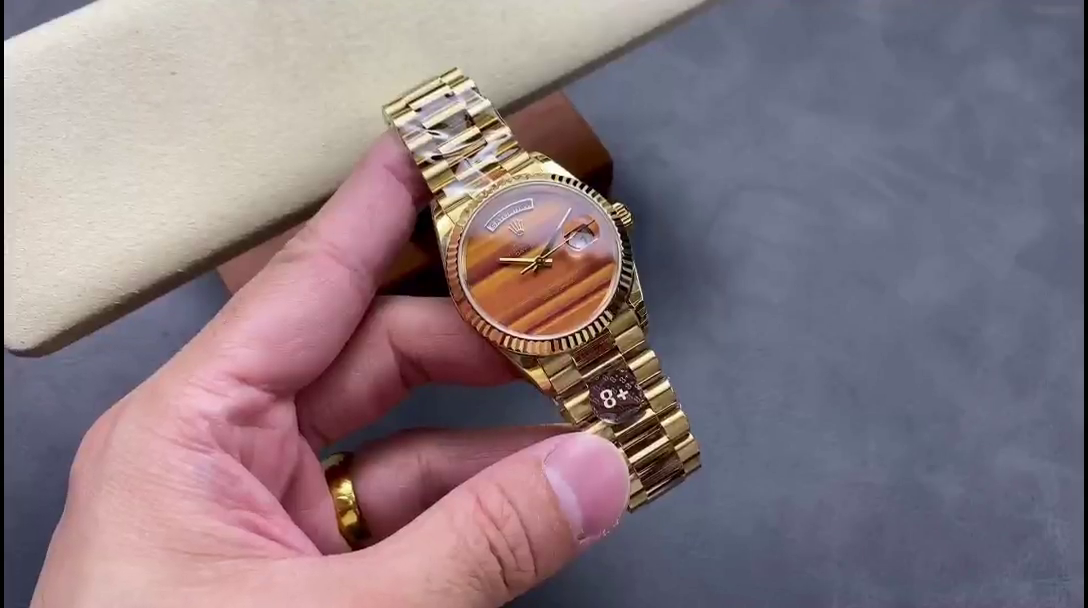 Replica Rolex Day Date 18038 Yellow Gold Tigers Eye Watch - QualitySwissReplica