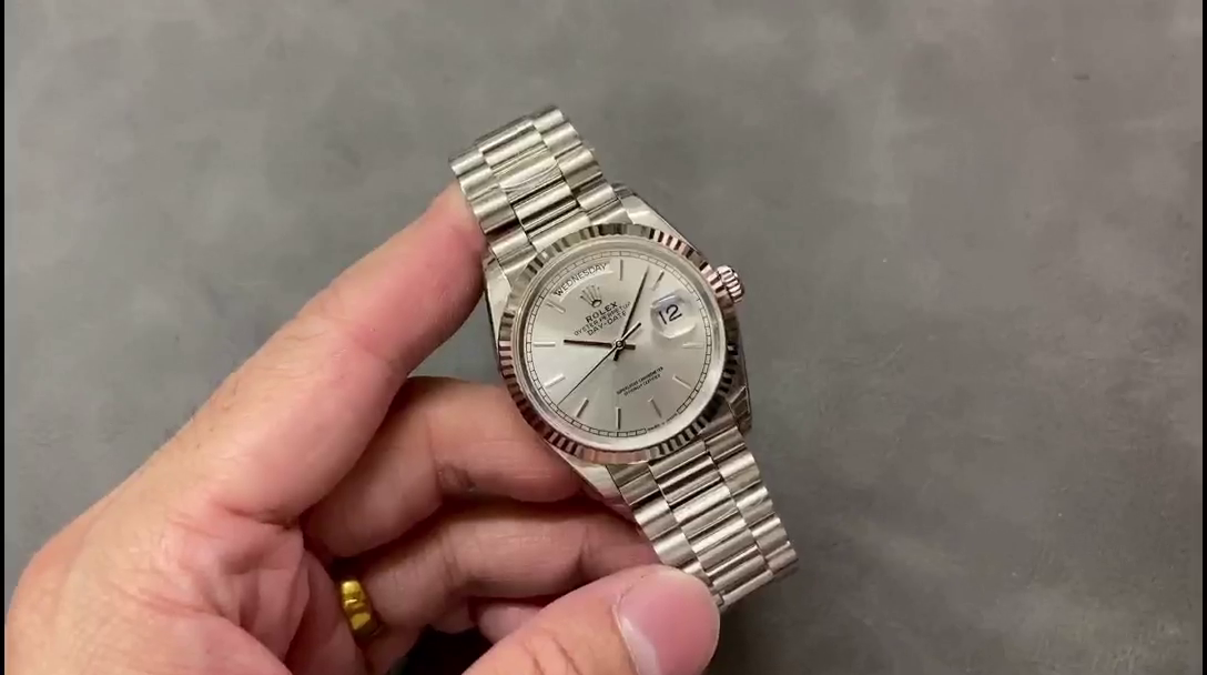 Replica Rolex Day Date 36mm Platinum White Gold Silver Index 128236 0001 - QualitySwissReplica