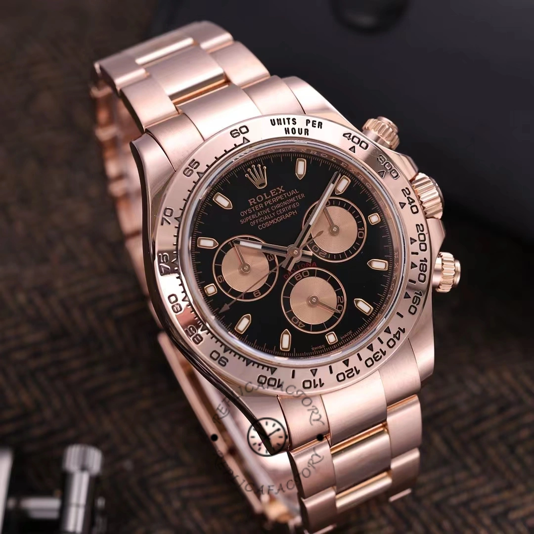Replica Rolex Daytona 116505 Rose Gold Black Baton Dial - QualitySwissReplica