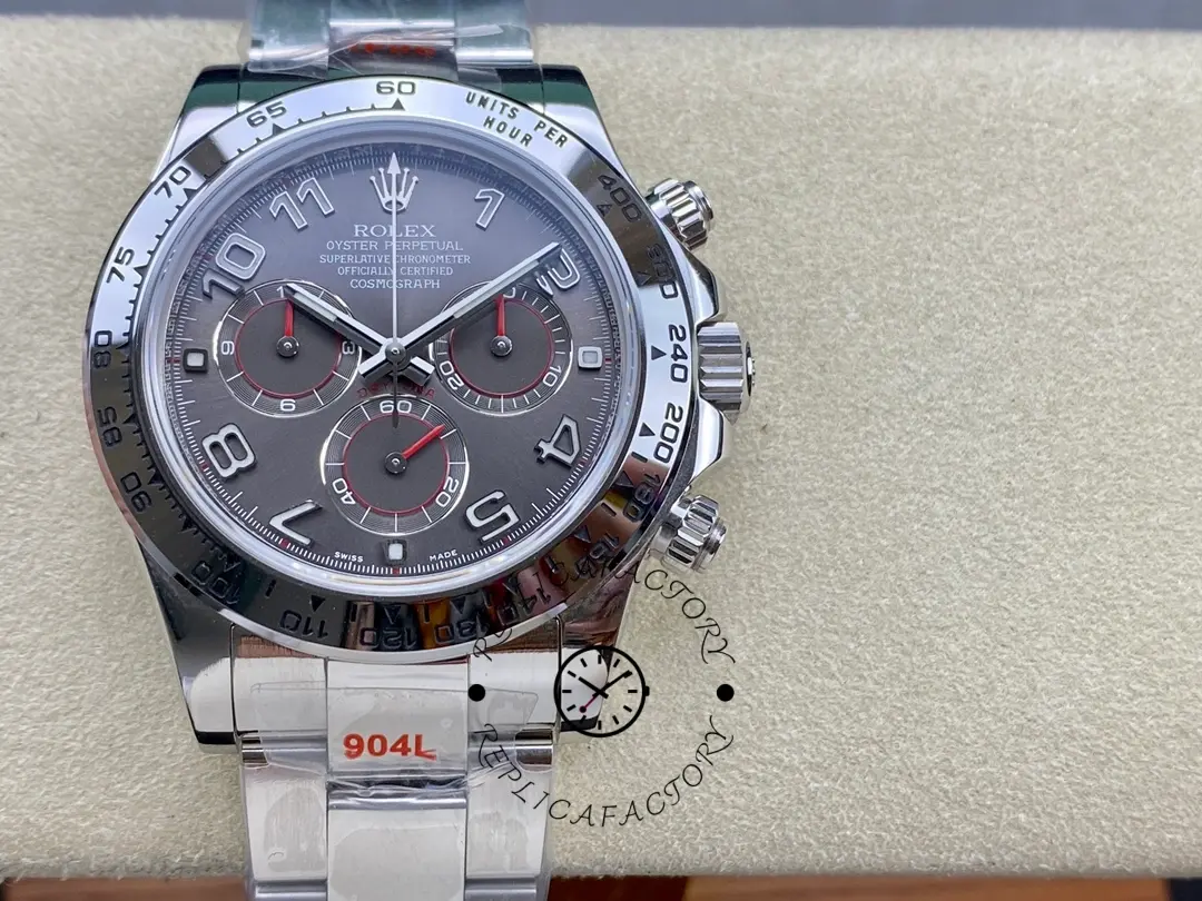 Replica Rolex Cosmograph Daytona 116509 Gray Arabic Dial White Gold 40MM Mens Watch - QualitySwissReplica