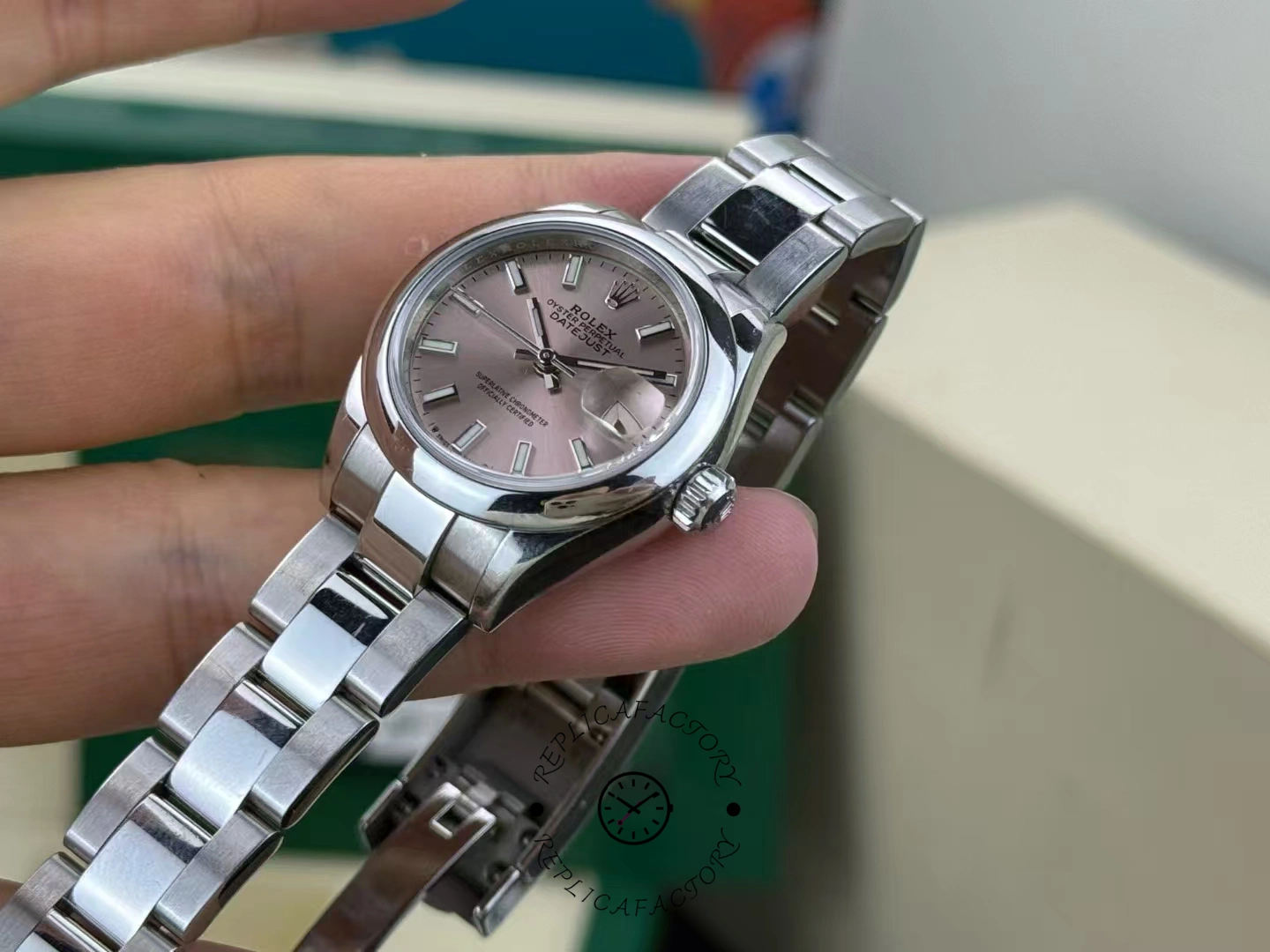 Replica Rolex Datejust 179160 Pink Index Dial Domed Bezel 26MM Lady Watch - QualitySwissReplica