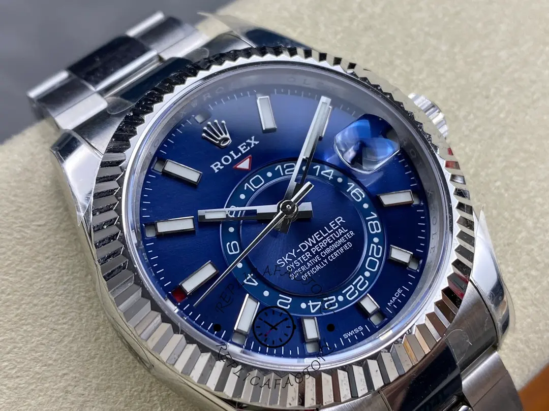 Replica Rolex Sky-Dweller 42 m336934 0005 Stainless Steel Blue Dial Watch - QualitySwissReplica