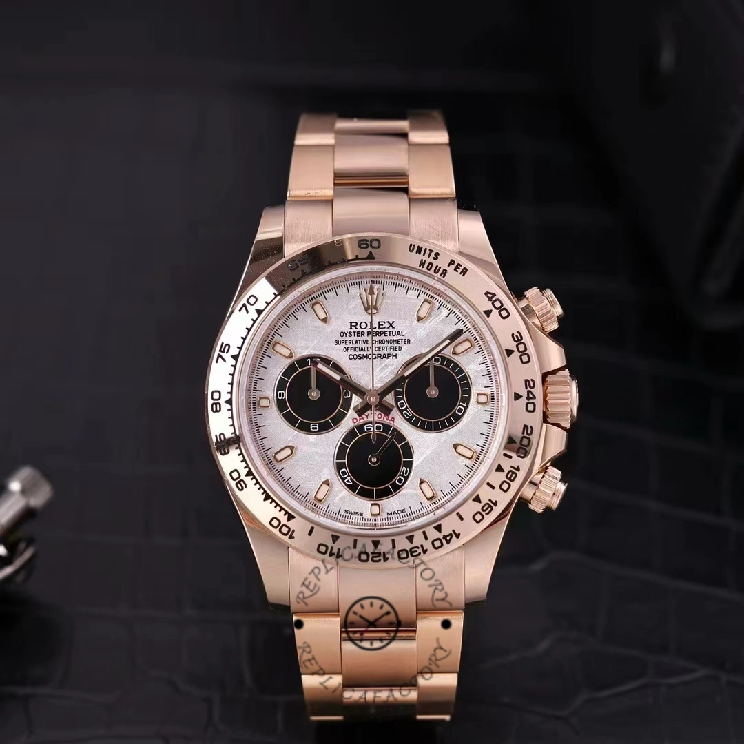 Replica Rolex Daytona m116505 Everose Gold Meteorite Grey Dial 40MM Mens Watch - QualitySwissReplica