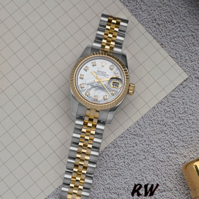 Replica Rolex Datejust 179173 White MOP Dial Fluted Bezel 26MM Lady Watch - QualitySwissReplica
