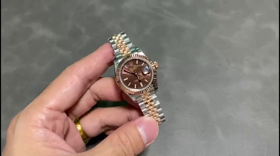 Replica Rolex Datejust 28 Chocolate Index Steel & Rose Gold m279171 0017 - QualitySwissReplica