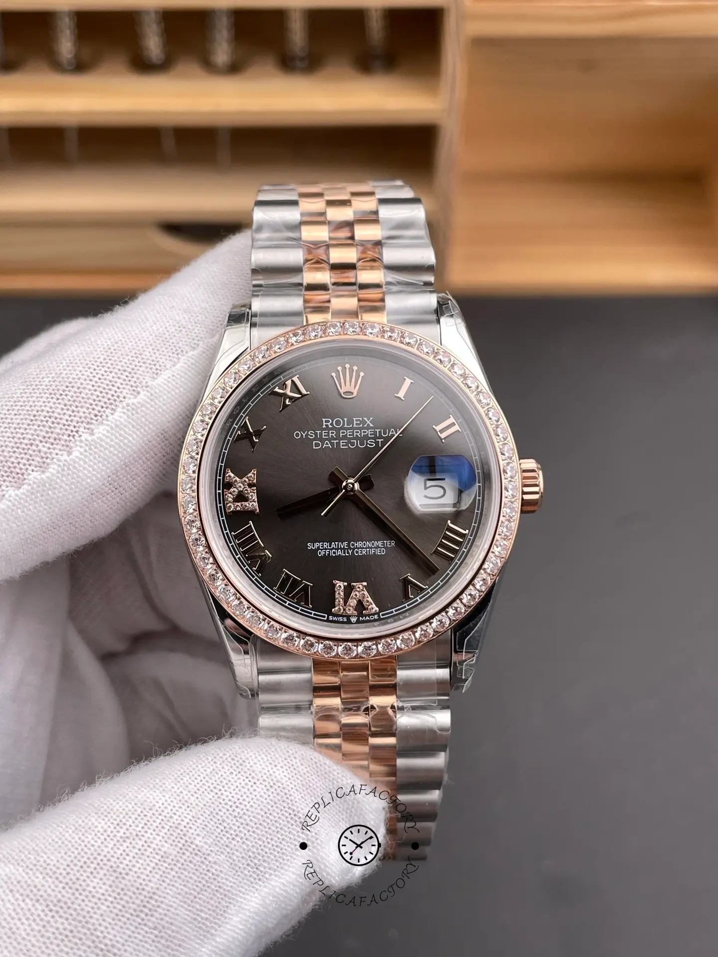 Replica Rolex Datejust 126281RBR-0011 36 Diamond Bezel Jubilee Strap - QualitySwissReplica