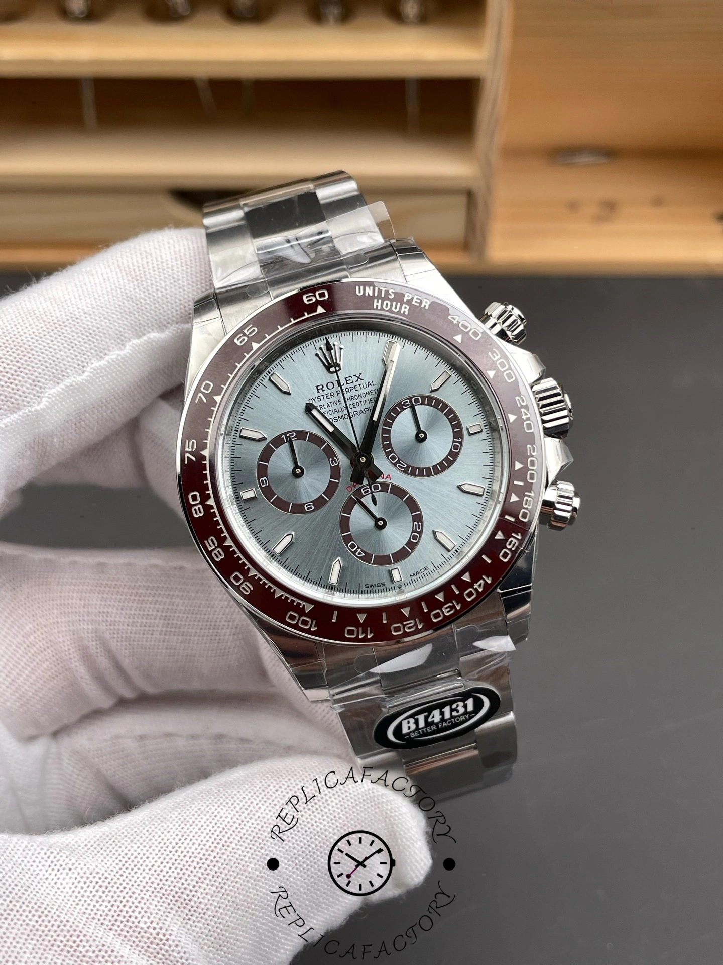 Replica Rolex Platinum Cosmograph Daytona Ice Blue Index Dial Oyster Bracelet 126506 0001 - QualitySwissReplica