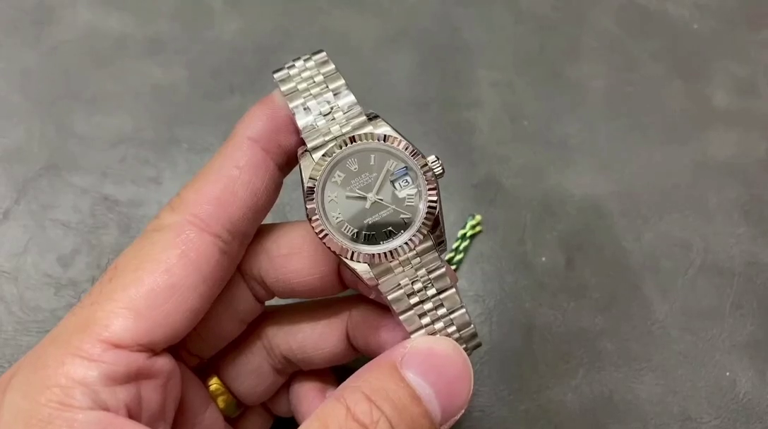 Replica Rolex Datejust 279174 Stainless Steel Dark Grey Roman Dial 28mm Lady Watch - QualitySwissReplica