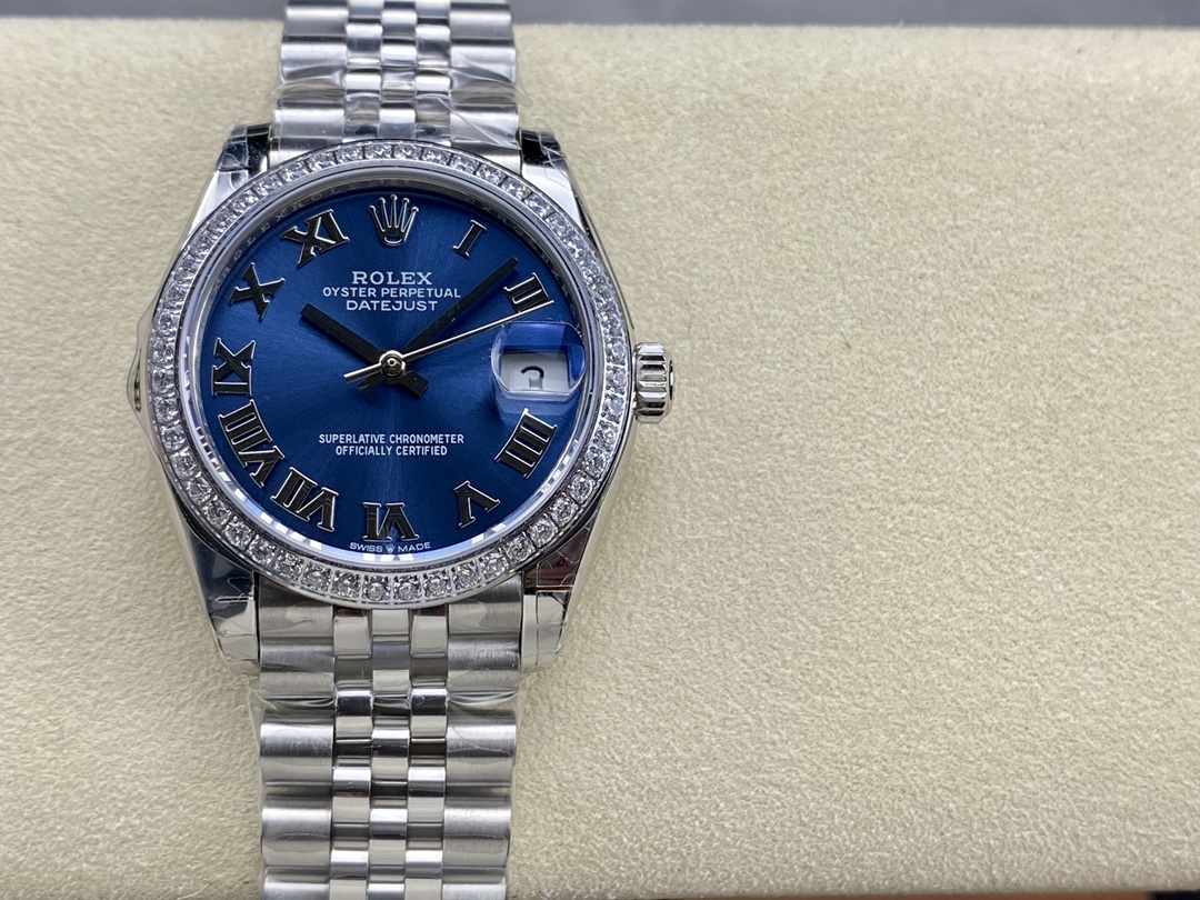 Replica Rolex Datejust 31 Stainless Steel and White Gold Blue Roman Dial m278384rbr 0037 Women's Watch - QualitySwissReplica