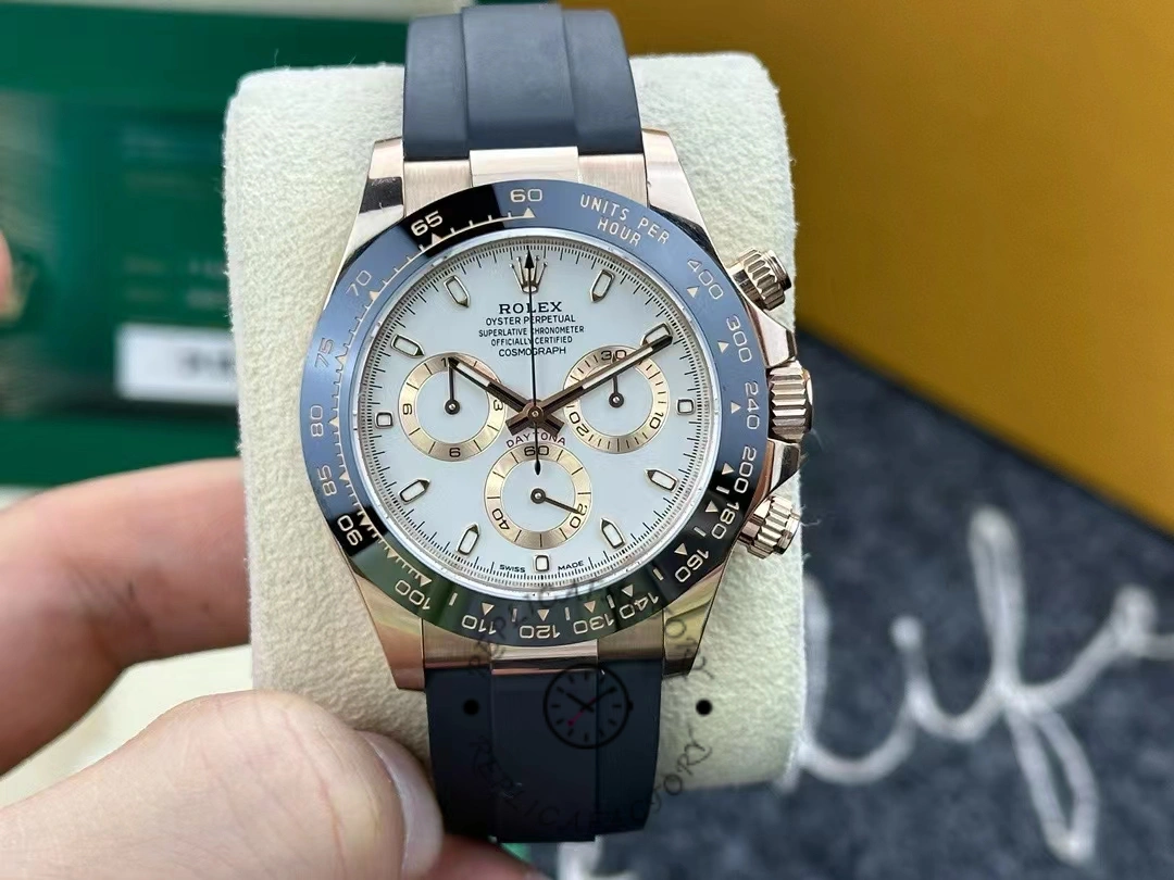 Replica Rolex Cosmograph Daytona 116515LN Everose Gold Ivory Dial 40mm Mens Watch - QualitySwissReplica