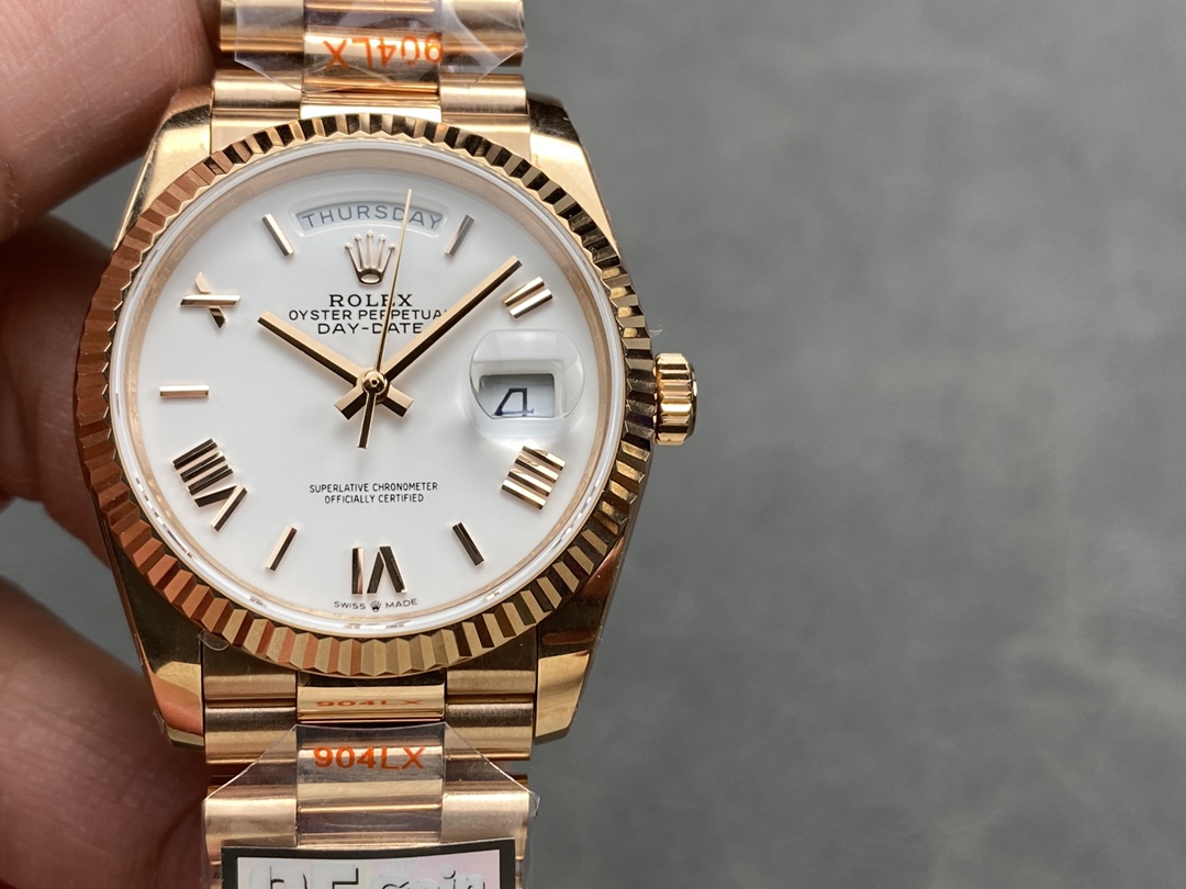 Replica Rolex Day Date 36mm Everose Gold 128235 0070 White Roman - QualitySwissReplica